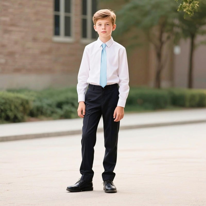 Branduce Pre-Tied Boys Ties Solid Color Kids Adjustable Necktie for Age 8-12 Wedding School Graduation - Image 3